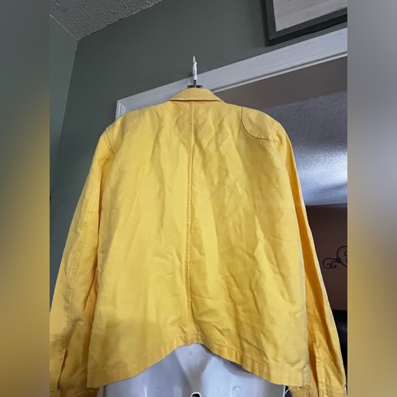 Lauren Jean Company Canary Yellow Linen Blend Toggle Zipper Chore Jacket Size XL - Picture 7 of 8